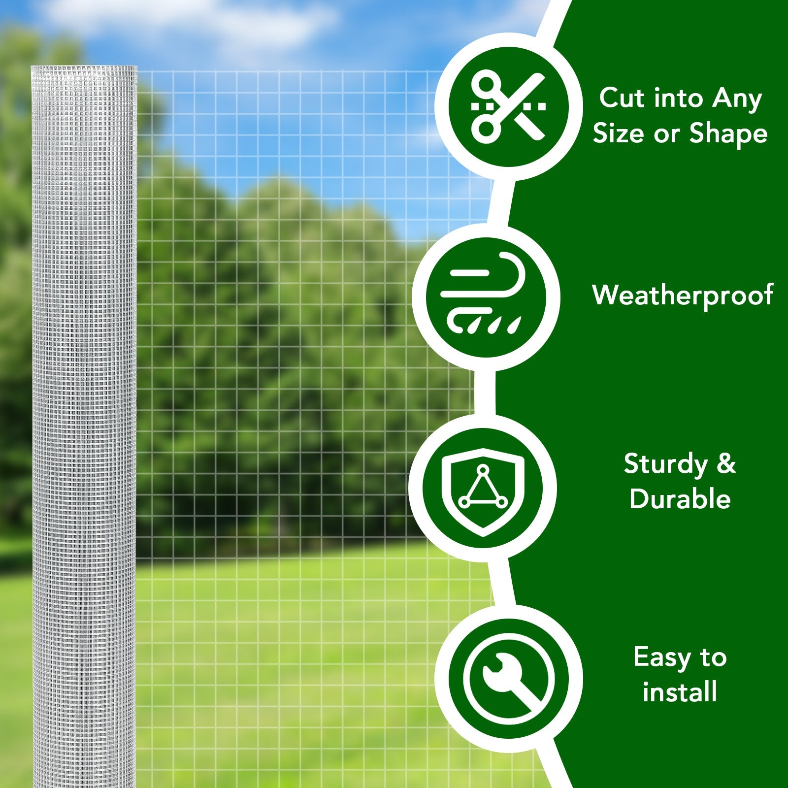 Garvee 1/2inch 6'×100' 19 Gauge, Chicken Wire Fence Wire Mesh Fence Galvanized Steel Poultry Netting Garden Fence Tree Guard Wire Fence Rolls Hardware Cloth for Yard Vegetable Plant Protection, Sliver
