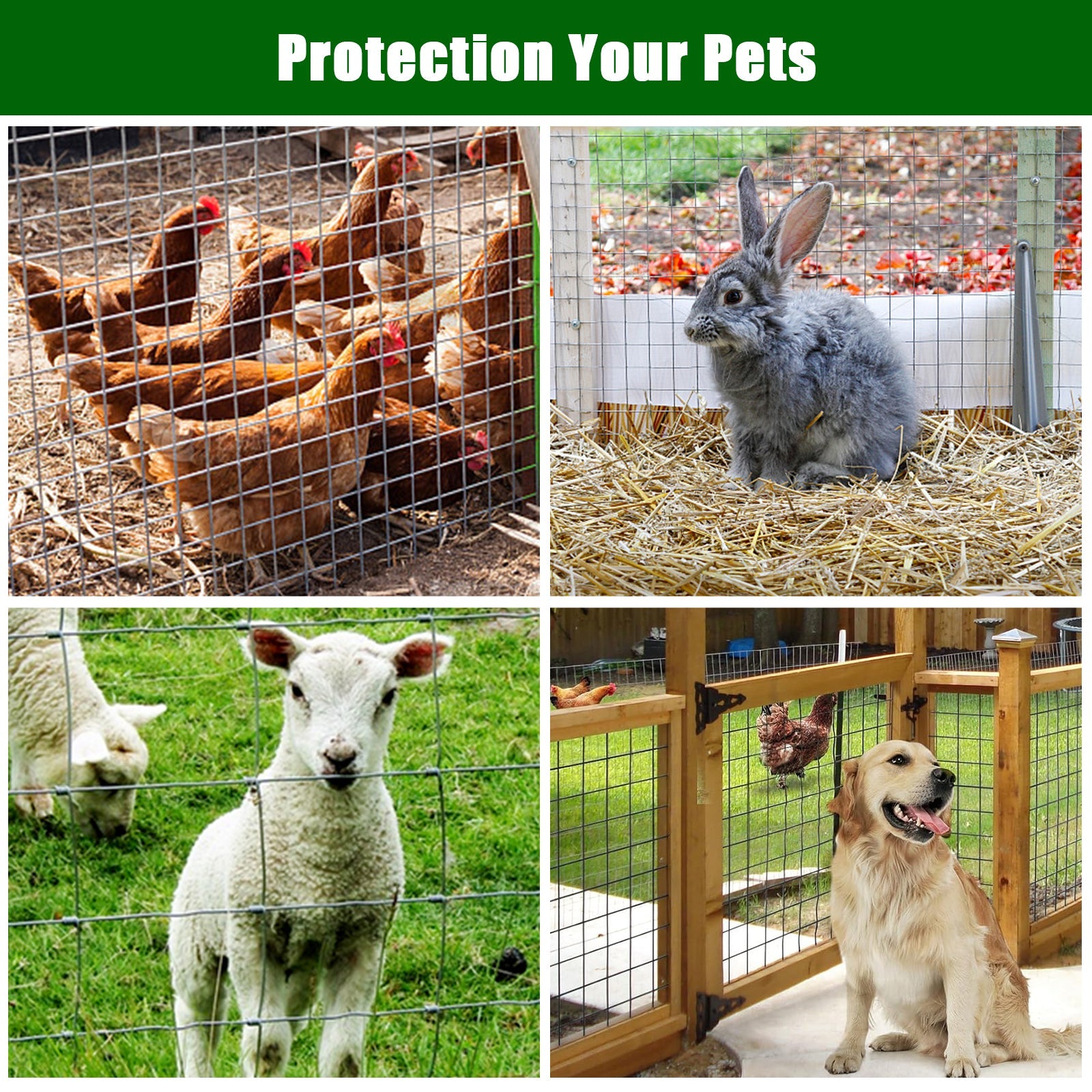 Garvee 1/2inch 6'×100' 19 Gauge, Chicken Wire Fence Wire Mesh Fence Galvanized Steel Poultry Netting Garden Fence Tree Guard Wire Fence Rolls Hardware Cloth for Yard Vegetable Plant Protection, Sliver