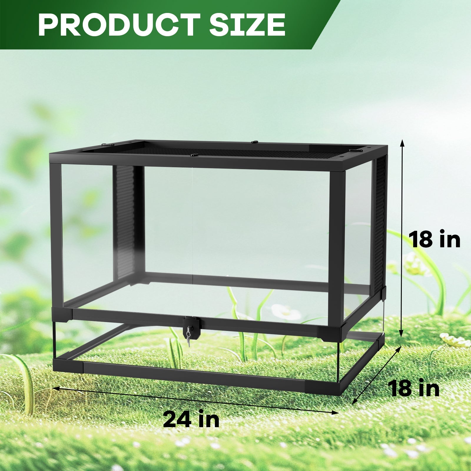 Garvee 34 Gallon Reptile Glass Terrarium, Double Hinge Door & Anti Escape Reptile Tank, Top & Side Screen Ventilation