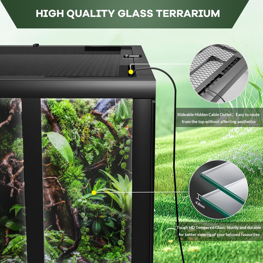 Garvee 34 Gallon Reptile Glass Terrarium, Double Hinge Door & Anti Escape Reptile Tank, Top & Side Screen Ventilation
