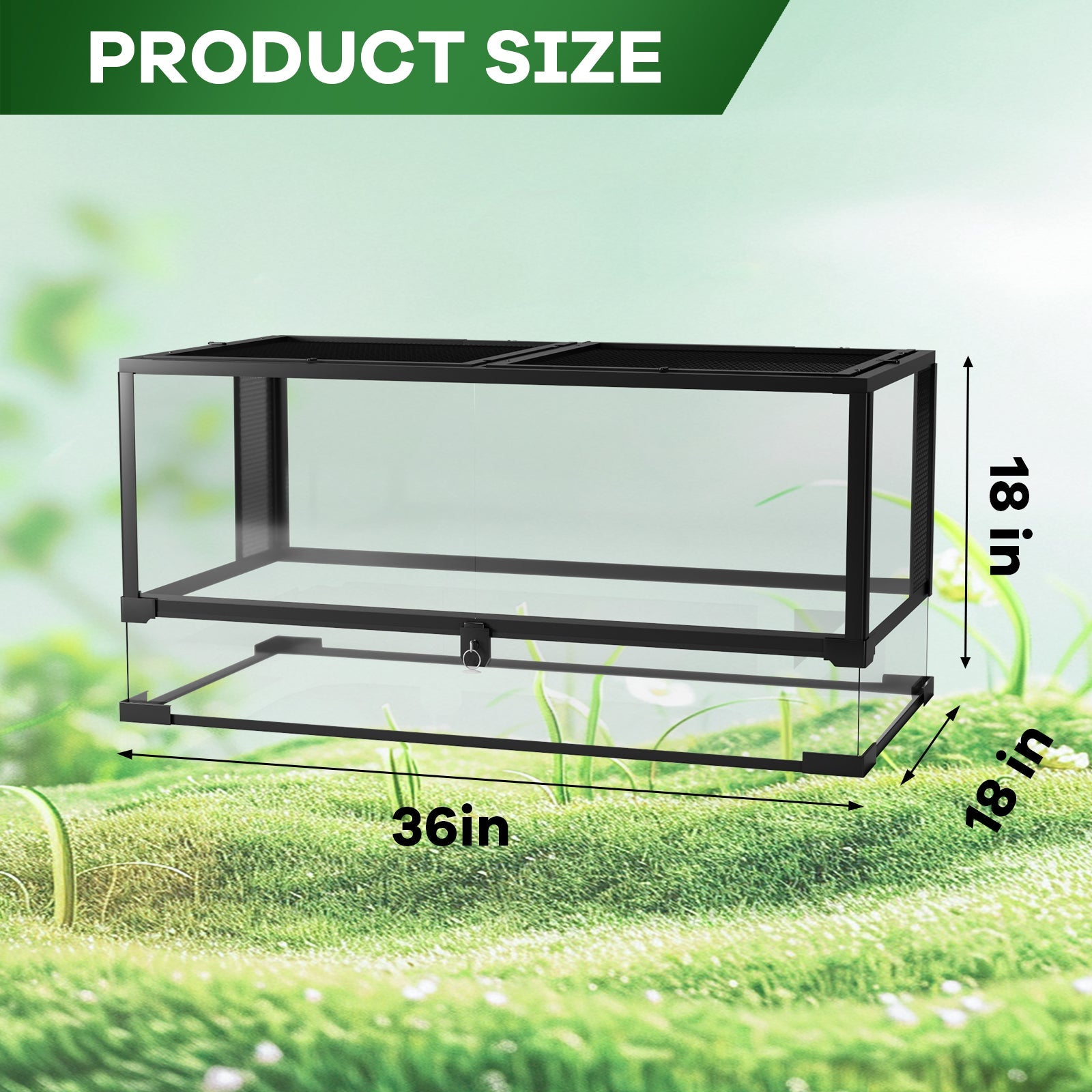 Garvee 50 Gallon Reptile Glass Terrarium, Double Hinge Door & Anti Escape Reptile Tank, Top & Side Screen Ventilation