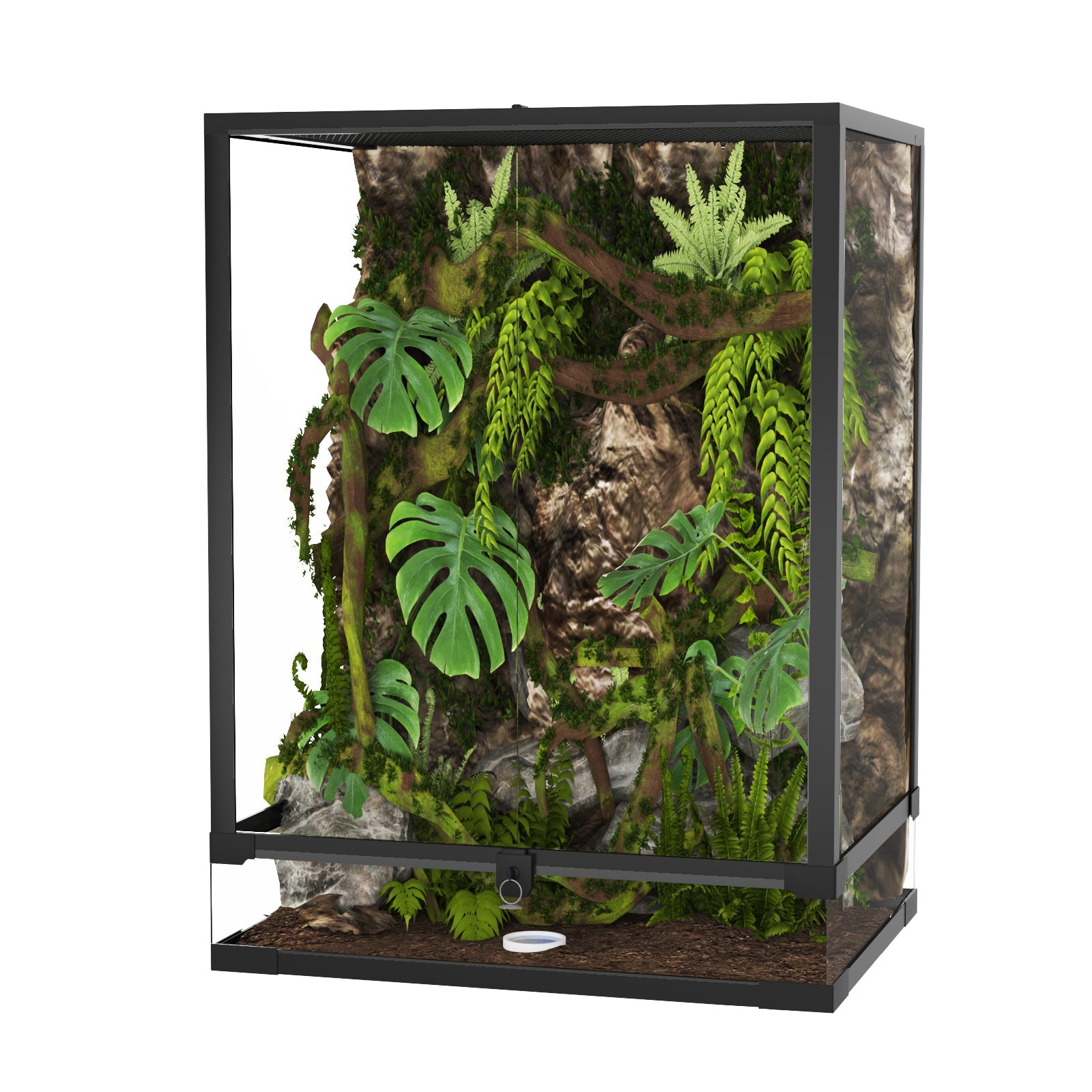 Garvee 34 Gallon Reptile Tall Tank, 18" x 18" x 24" Tall Reptile Glass Terrarium with Top Screen Ventilation, Toughened Glass Reptile Tank, Double Hinge Door & Anti Escape for Lizard Snake