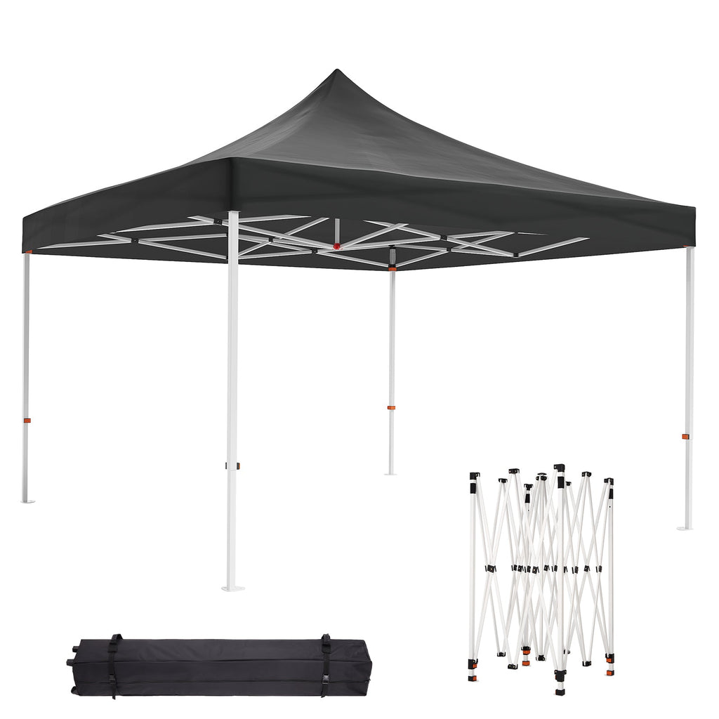 Garvee 10' X 10' Patio Pop Up Canopy Tent, Commercial Instant Canopy with Roller Bag and PU Coating Waterproof Fabric, All Season Heavy Duty Sun Shelter for Events, Parties, Camping, Black