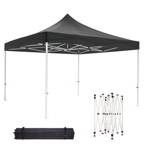 Garvee 10' X 10' Patio Pop Up Canopy Tent, Commercial Instant Canopy with Roller Bag and PU Coating Waterproof Fabric, All Season Heavy Duty Sun Shelter for Events, Parties, Camping, Black