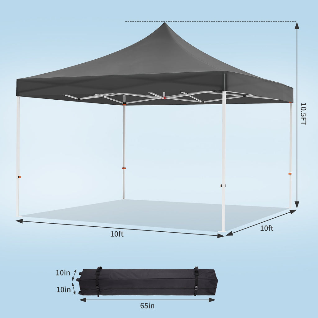 Garvee 10' X 10' Patio Pop Up Canopy Tent, Commercial Instant Canopy with Roller Bag and PU Coating Waterproof Fabric, All Season Heavy Duty Sun Shelter for Events, Parties, Camping, Black