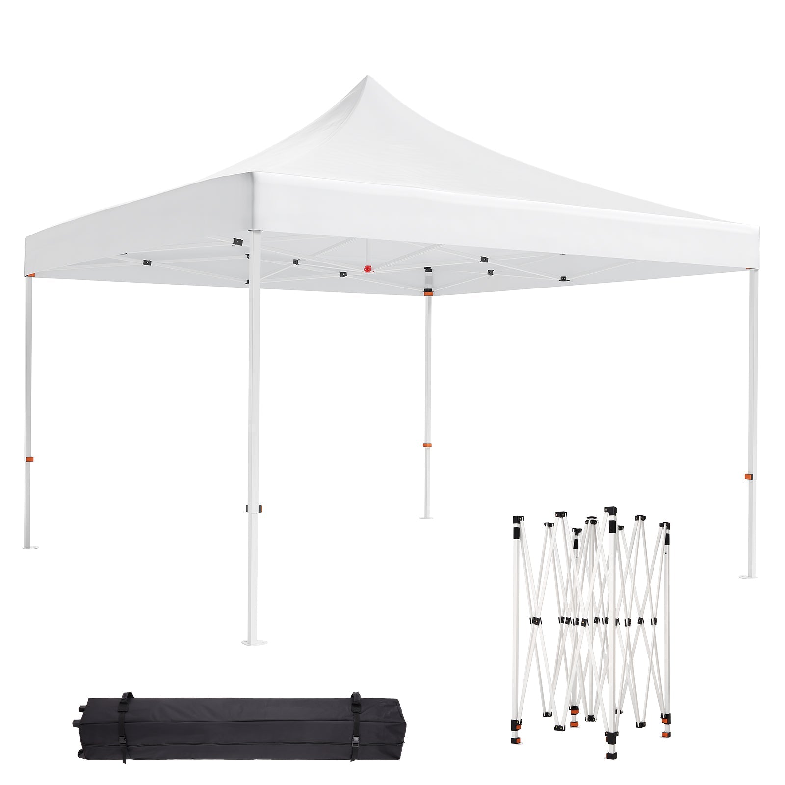 Garvee 10' X 10' Patio Pop Up Canopy Tent, Commercial Instant Canopy with Roller Bag and PU Coating Waterproof Fabric, All Season Heavy Duty Sun Shelter for Events, Parties, Camping, White