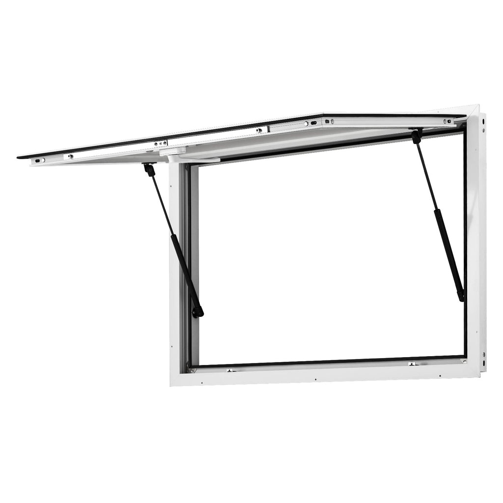 Garvee 36"x24" Concession Window , Aluminum Alloy Food Truck Service Window with Awning Door & Drag Hook, Up to 85 Degrees Stand Serving Window for Food Trucks Concession Trailers, Glass Not Included