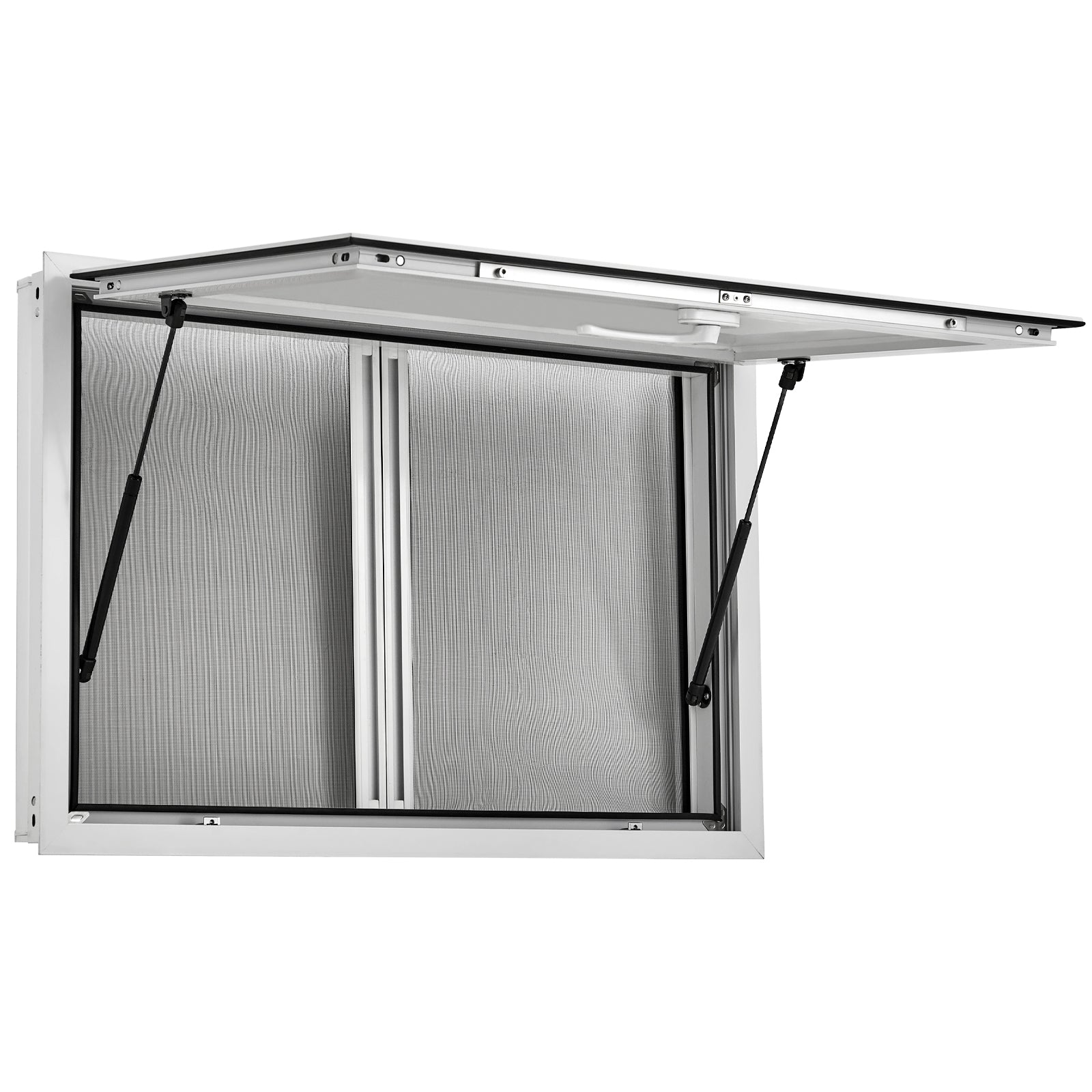 Garvee 36" x 24" Concession Window, Food Truck Service Window with 2 Horizontal Sliding Screen Windows & Awning Door, Automatic Retraction, Aluminum Alloy Serving Window for Food Trucks