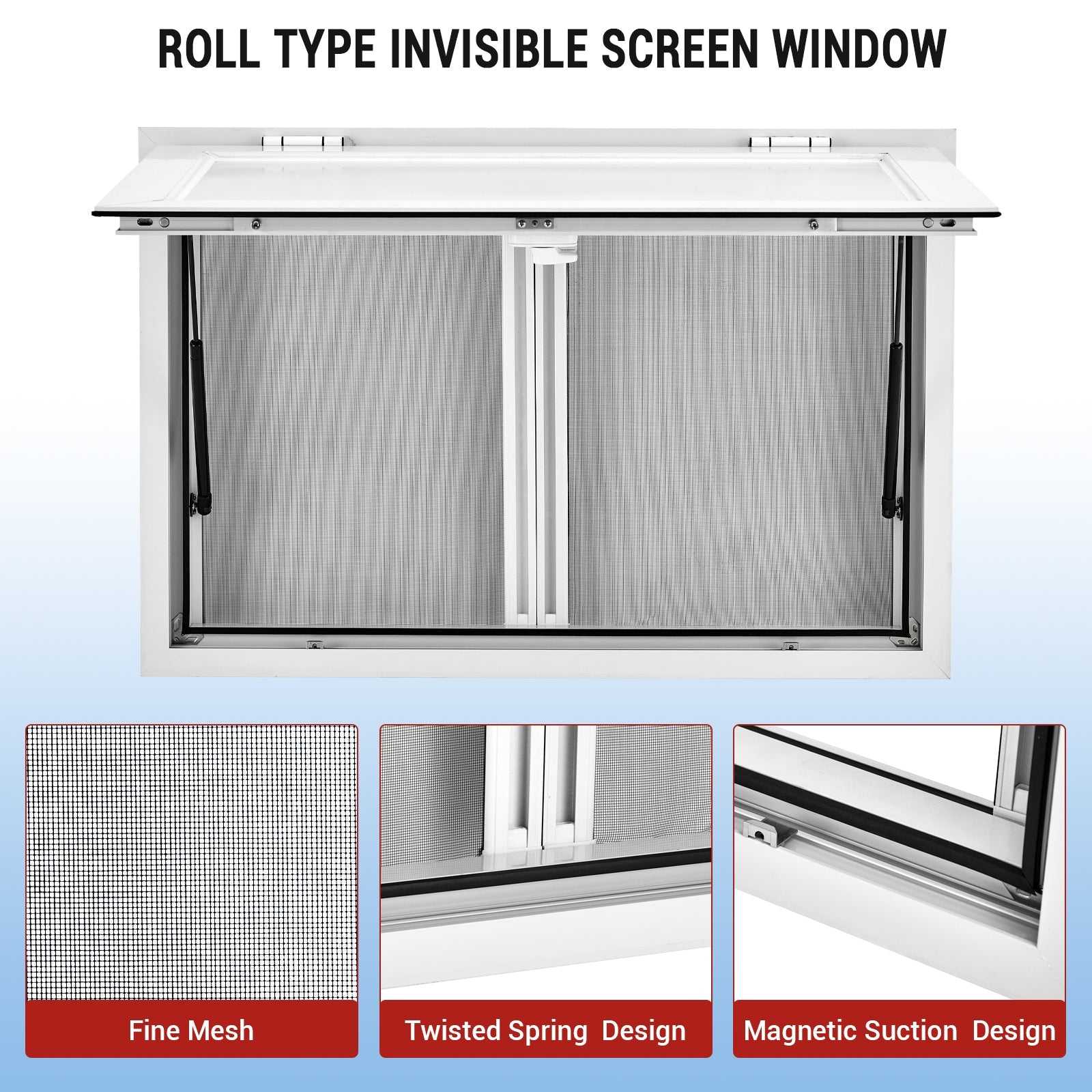 Garvee 36" x 24" Concession Window, Food Truck Service Window with 2 Horizontal Sliding Screen Windows & Awning Door, Automatic Retraction, Aluminum Alloy Serving Window for Food Trucks