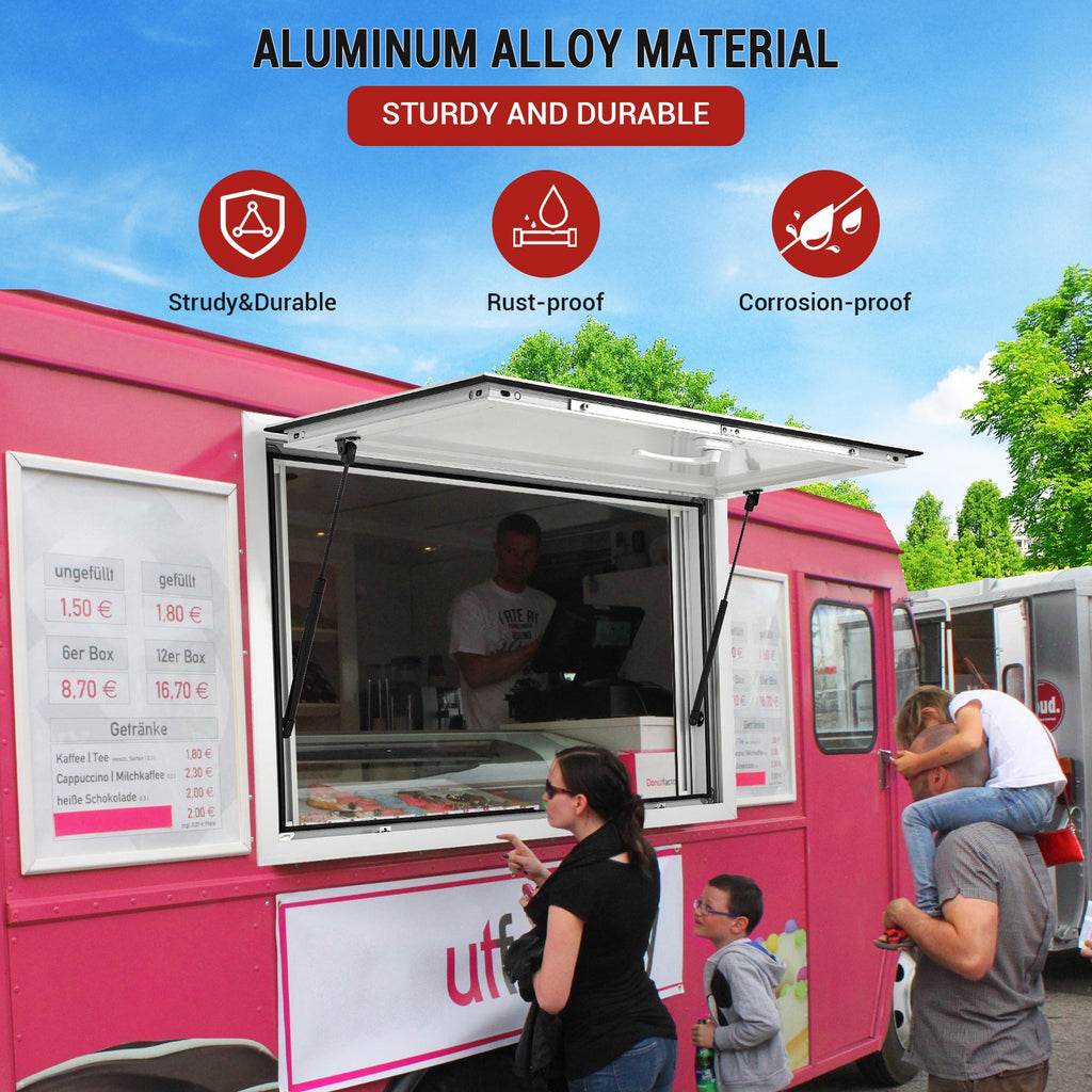 Garvee 36" x 24" Concession Window, Food Truck Service Window with 2 Horizontal Sliding Screen Windows & Awning Door, Automatic Retraction, Aluminum Alloy Serving Window for Food Trucks