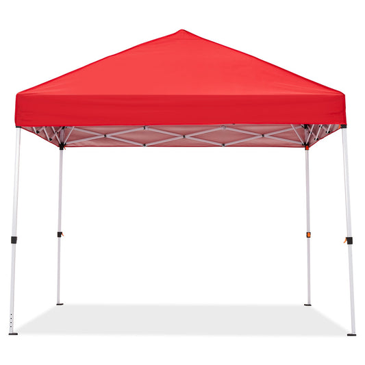 Garvee 8x8 FT Pop Up Canopy Tent - Instant Setup Sun Shelter with Wheeled Bag, Waterproof for Beach, Parties & Outdoor (Red)