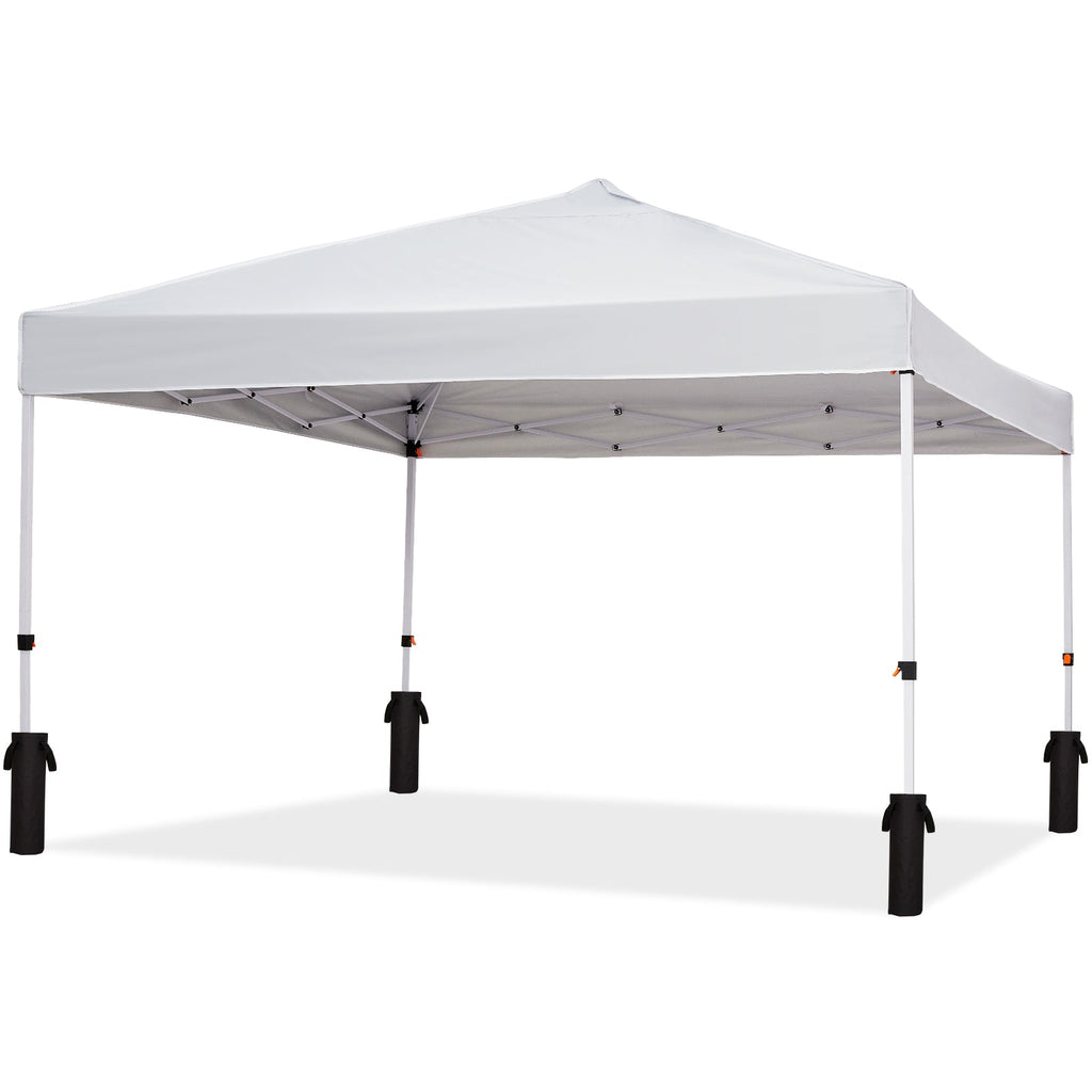 Garvee 10'x10' Instant Pop-Up Canopy Tent - Waterproof Beach Sun Shelter with Sidewalls & Wheeled Carry Bag (White)