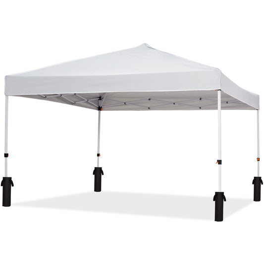 Garvee 10'x10' Instant Pop-Up Canopy Tent - Waterproof Beach Sun Shelter with Sidewalls & Wheeled Carry Bag (White)