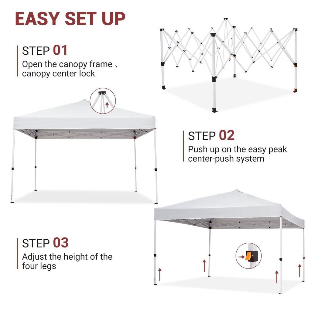 Garvee 10'x10' Instant Pop-Up Canopy Tent - Waterproof Beach Sun Shelter with Sidewalls & Wheeled Carry Bag (White)