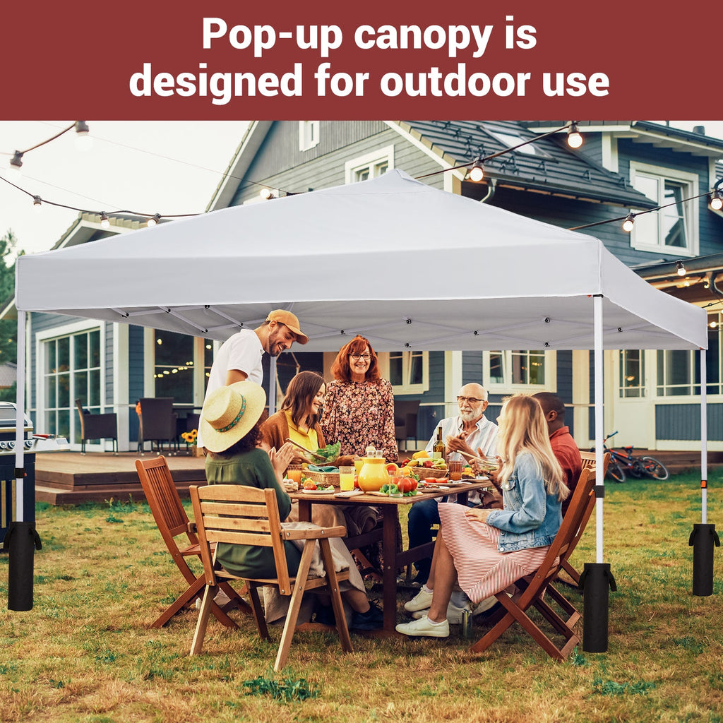 Garvee 10'x10' Instant Pop-Up Canopy Tent - Waterproof Beach Sun Shelter with Sidewalls & Wheeled Carry Bag (White)