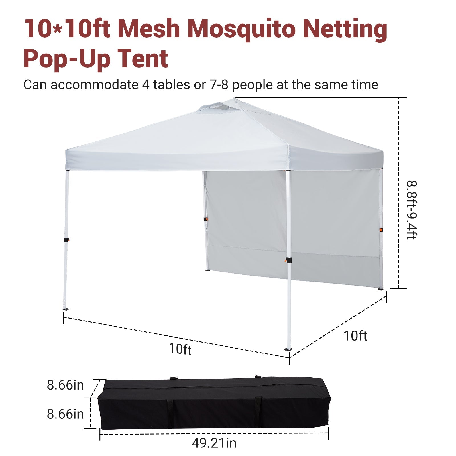 Garvee 10x10 FT Pop Up Canopy Tent with Side Walls – Instant Setup, Waterproof Sun Shelter for Beach, Parties & Outdoor (White)