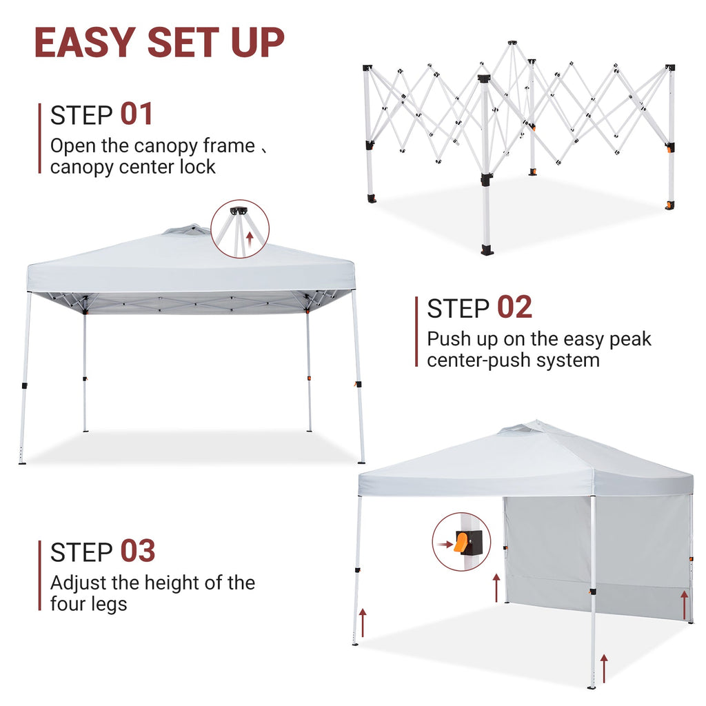 Garvee 10x10 FT Pop Up Canopy Tent with Side Walls – Instant Setup, Waterproof Sun Shelter for Beach, Parties & Outdoor (White)