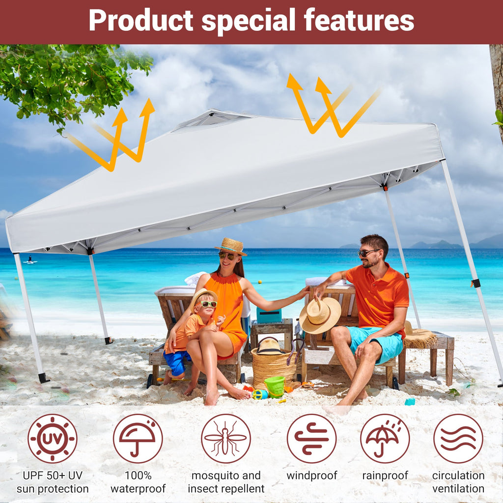 Garvee 10x10 FT Pop Up Canopy Tent with Side Walls – Instant Setup, Waterproof Sun Shelter for Beach, Parties & Outdoor (White)