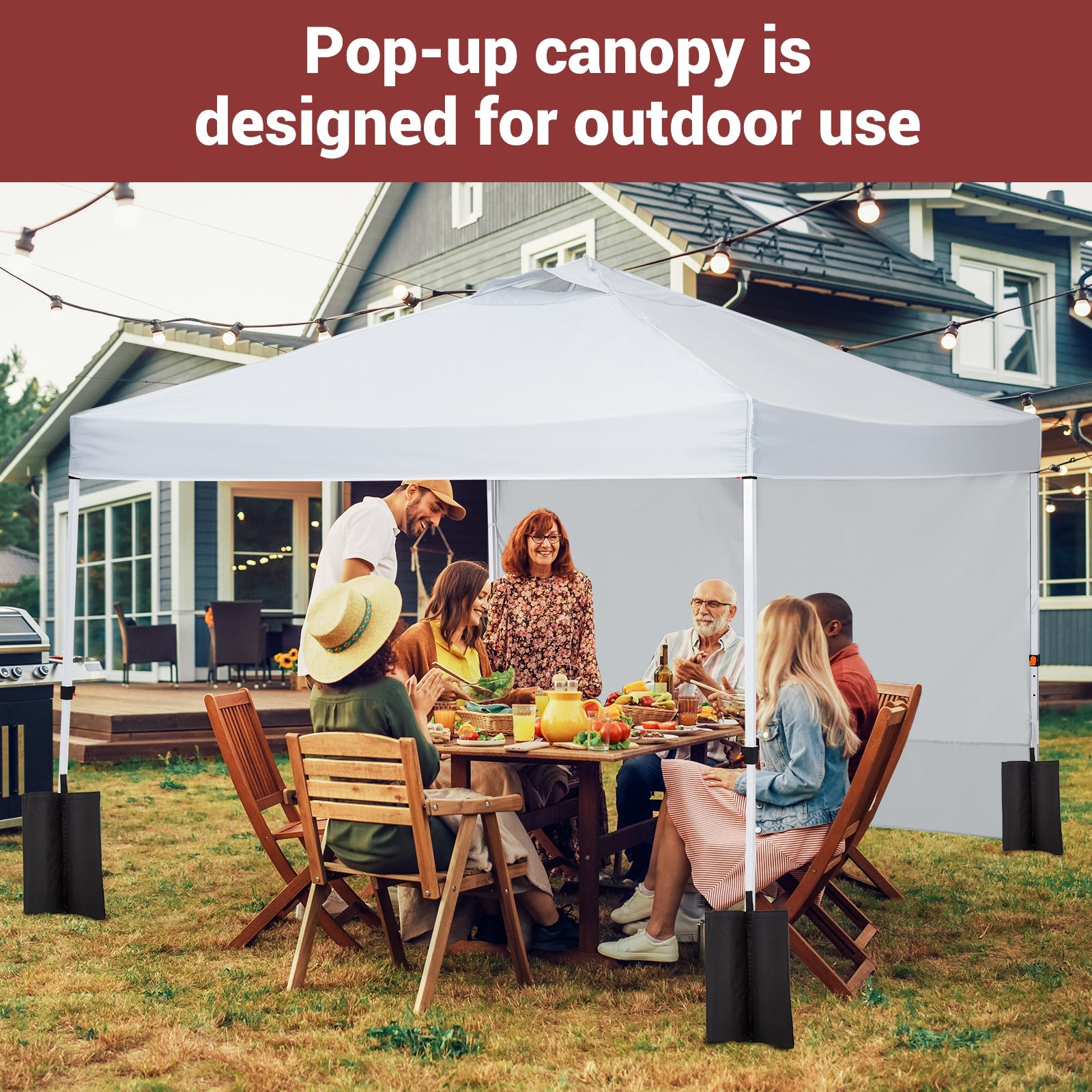 Garvee 10x10 FT Pop Up Canopy Tent with Side Walls – Instant Setup, Waterproof Sun Shelter for Beach, Parties & Outdoor (White)
