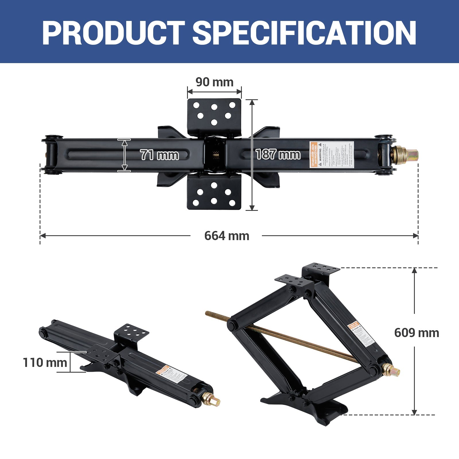 Garvee Set of 2 Camper Trailer RV Stabilizer Jacks, 5000Lb Heavy Duty 24" RV Stabilizer Leveling Scissor Jack with Crank Handle & Drill Sockets for Travel Trailer Camper, Black