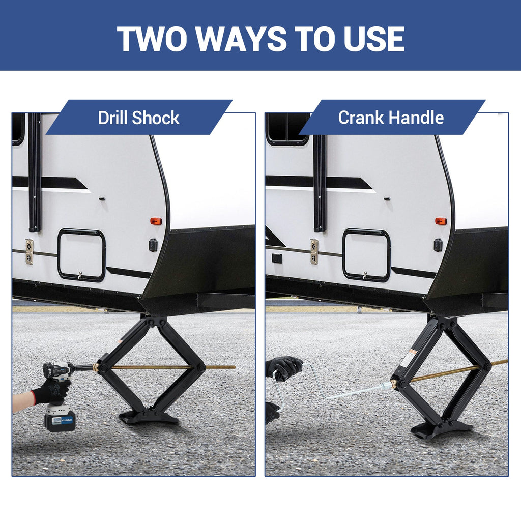 Garvee Set of 2 Camper Trailer RV Stabilizer Jacks, 5000Lb Heavy Duty 24" RV Stabilizer Leveling Scissor Jack with Crank Handle & Drill Sockets for Travel Trailer Camper, Black