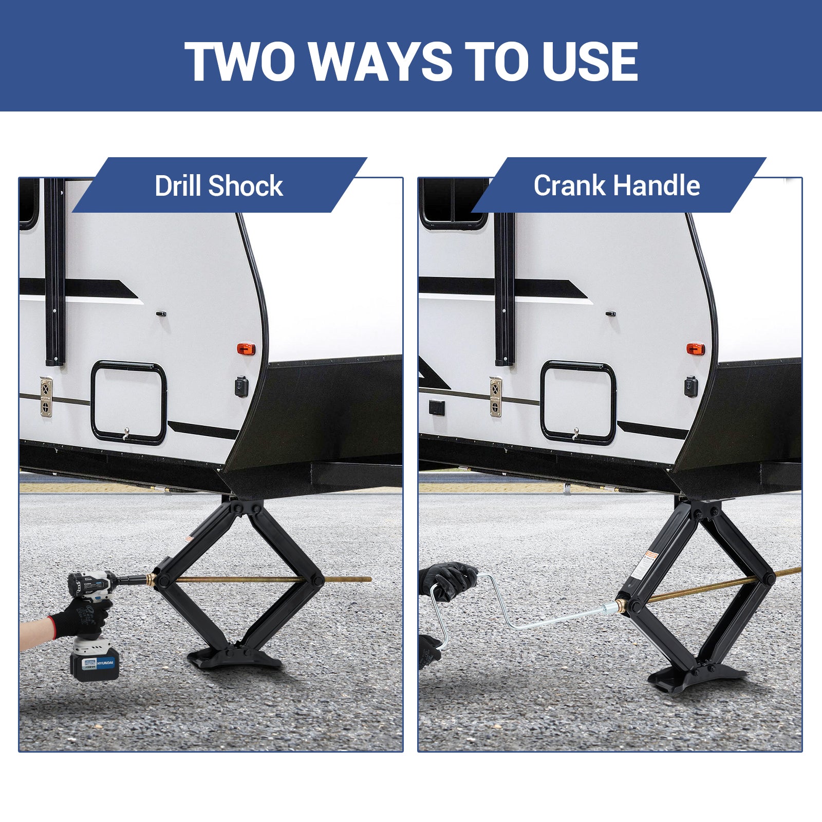 Garvee 5000 lbs RV Stabilizer Leveling Scissor Jacks - Heavy-Duty Camper Trailer Jacks with Crank Handle, 4"-24" Height Adjustable for Travel Trailers and Campers, 1pc