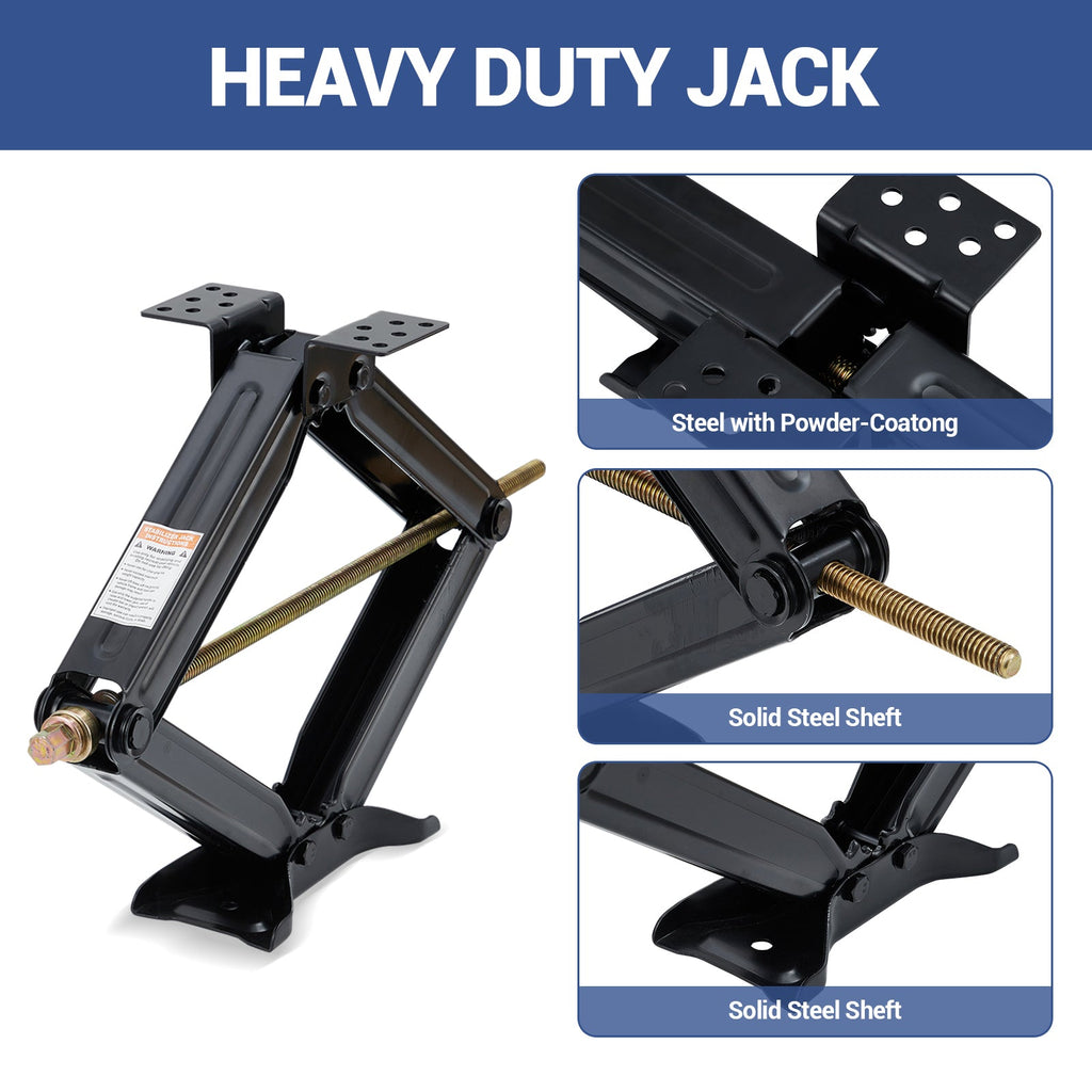 Garvee Set of 2 Camper Trailer RV Stabilizer Jacks, 5000Lb Heavy Duty 24" RV Stabilizer Leveling Scissor Jack with Crank Handle & Drill Sockets for Travel Trailer Camper, Black