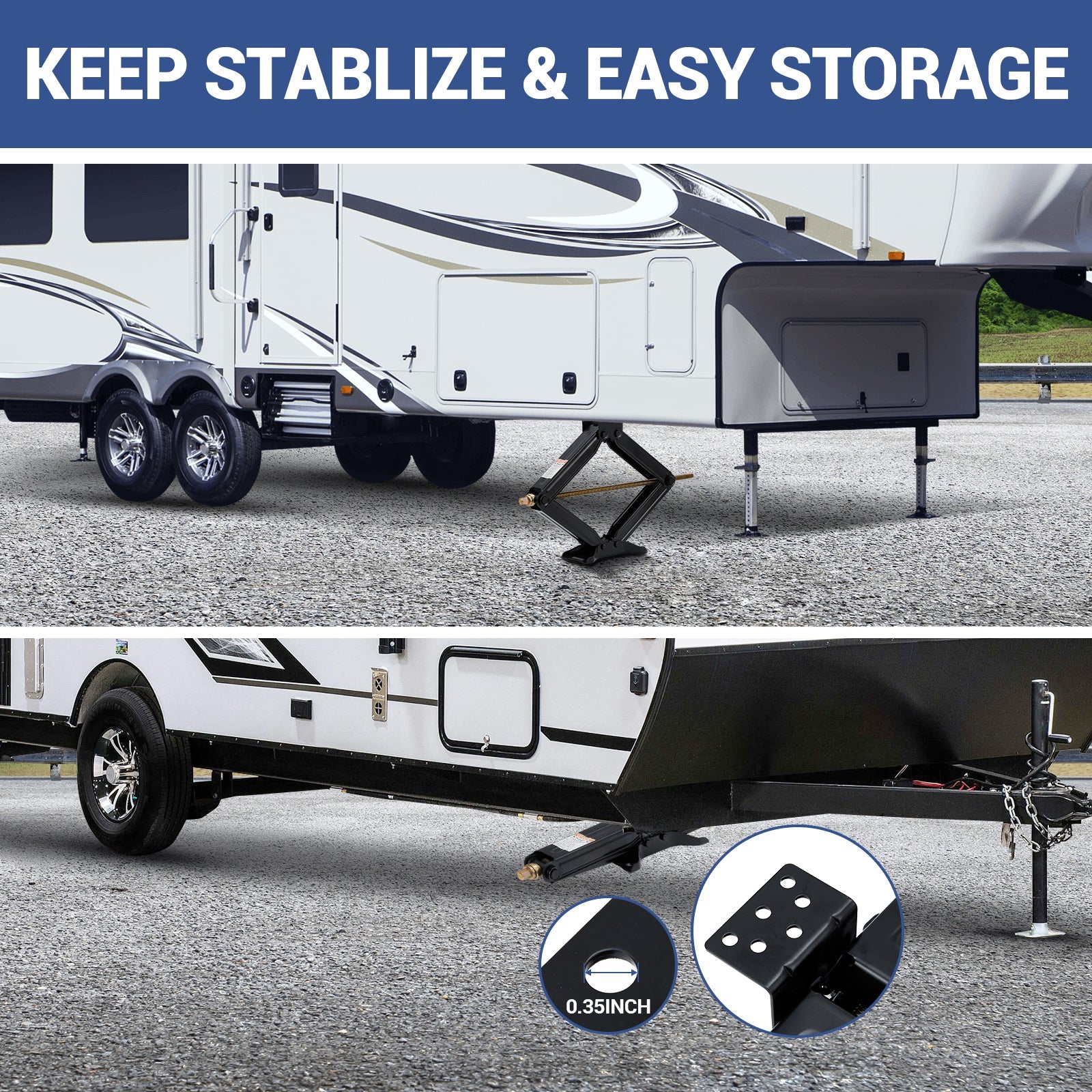 Garvee Set of 2 Camper Trailer RV Stabilizer Jacks, 5000Lb Heavy Duty 24" RV Stabilizer Leveling Scissor Jack with Crank Handle & Drill Sockets for Travel Trailer Camper, Black