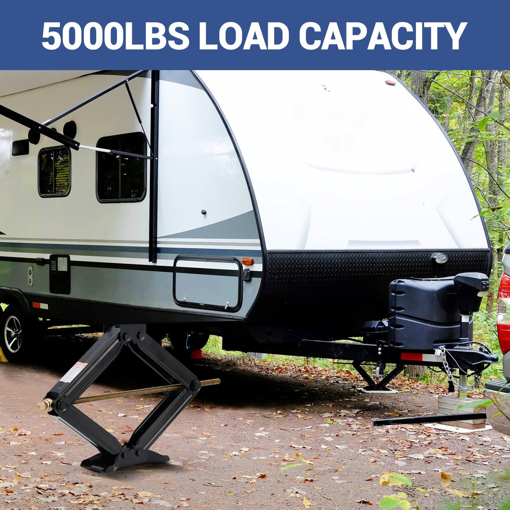 Garvee Set of 2 Camper Trailer RV Stabilizer Jacks, 5000Lb Heavy Duty 24" RV Stabilizer Leveling Scissor Jack with Crank Handle & Drill Sockets for Travel Trailer Camper, Black