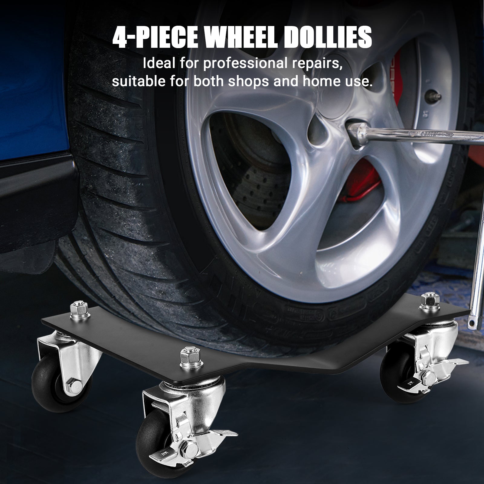 Garvee Car Dolly Set of 2, Heavy Duty Wheel Dollies, 5,000 Lbs Total Capacity Vehicle Dolly with Rotating Wheels for Moving Vehicles, Trailers, Motorcycles, Truck, Boat, Black