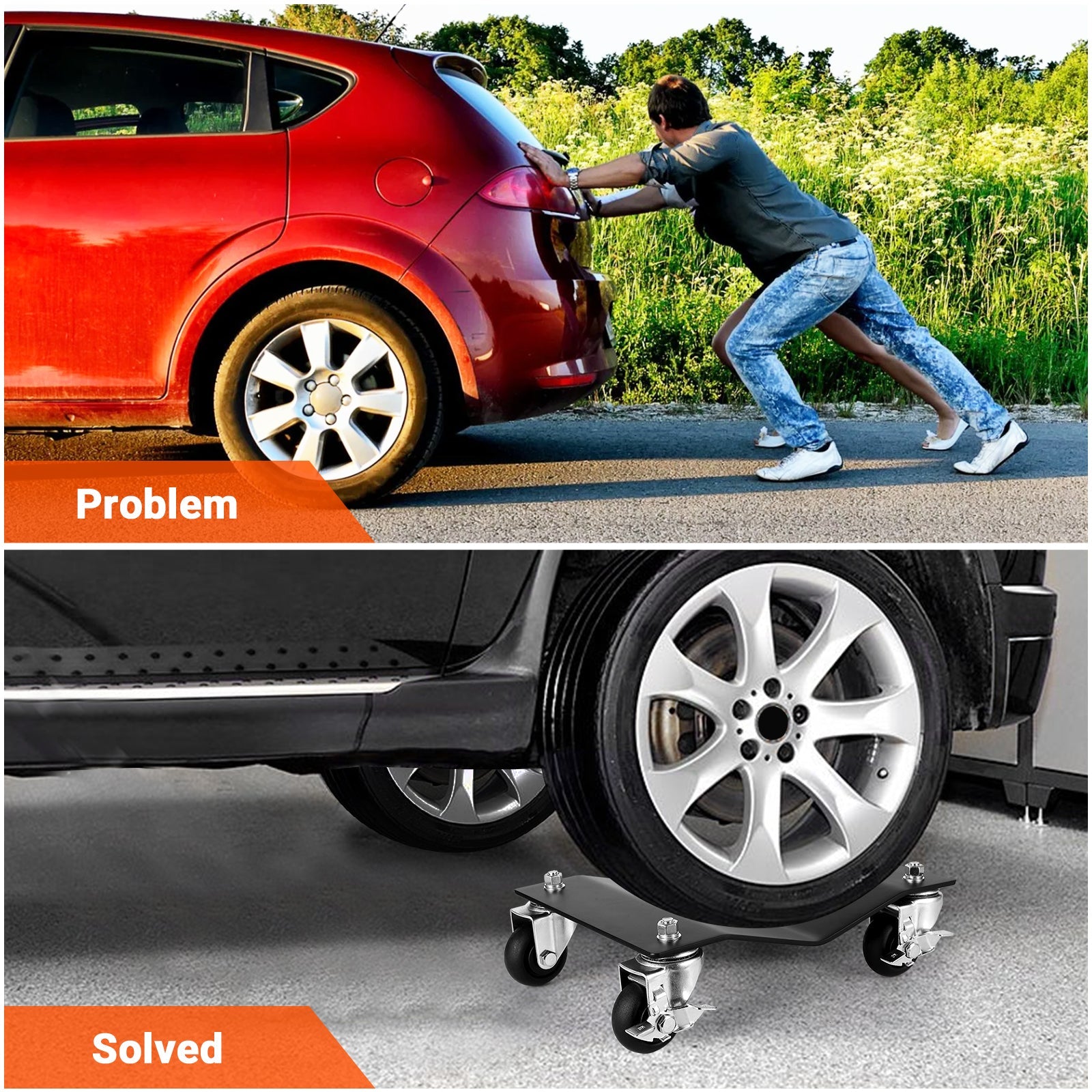 Garvee Car Dolly Set of 2, Heavy Duty Wheel Dollies, 5,000 Lbs Total Capacity Vehicle Dolly with Rotating Wheels for Moving Vehicles, Trailers, Motorcycles, Truck, Boat, Black
