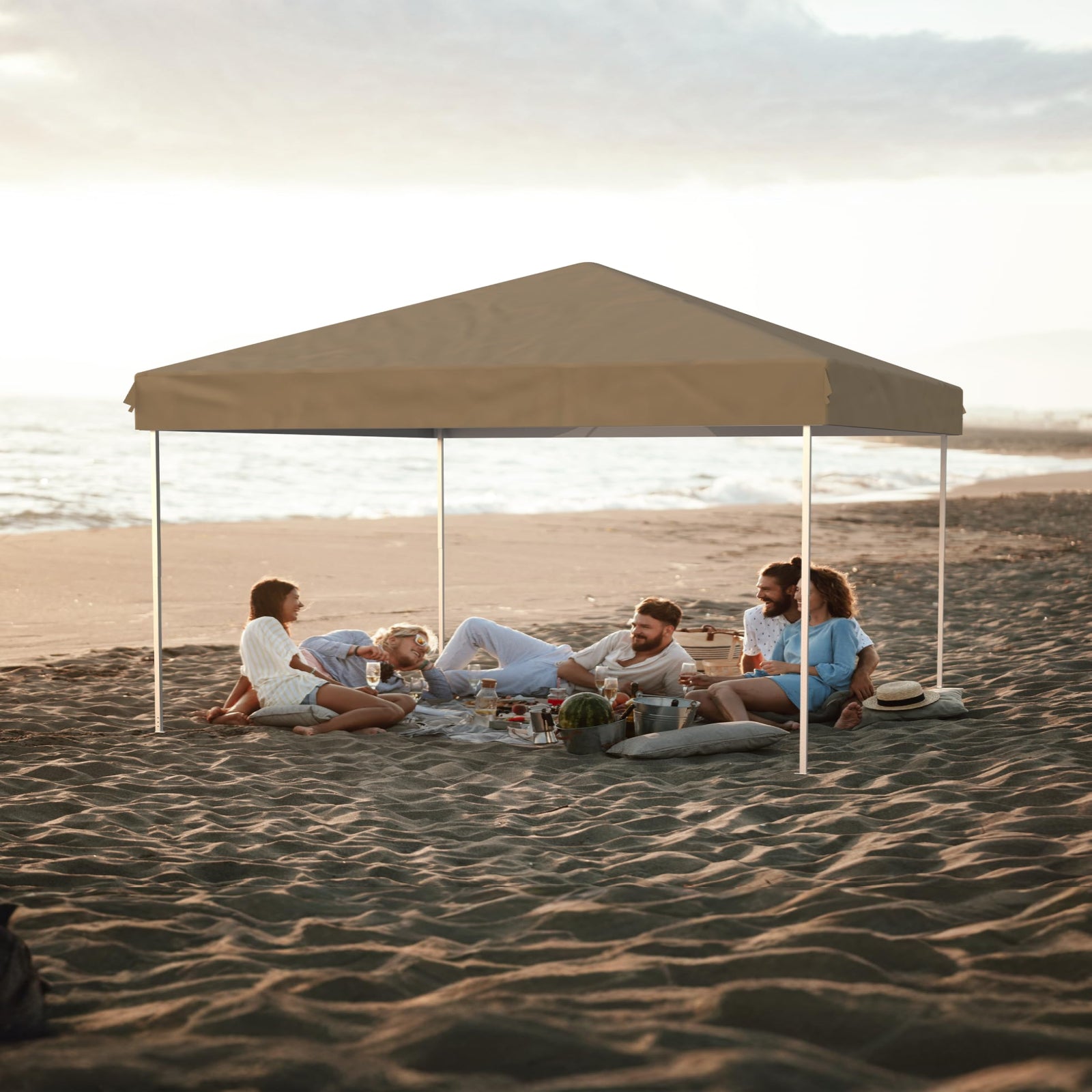 Garvee 10'x10' Pop-Up Canopy Tent - Heavy Duty Commercial Instant Shelter with 4 Sidewalls, One-Person Setup, Outdoor Canopy Tent, Brown