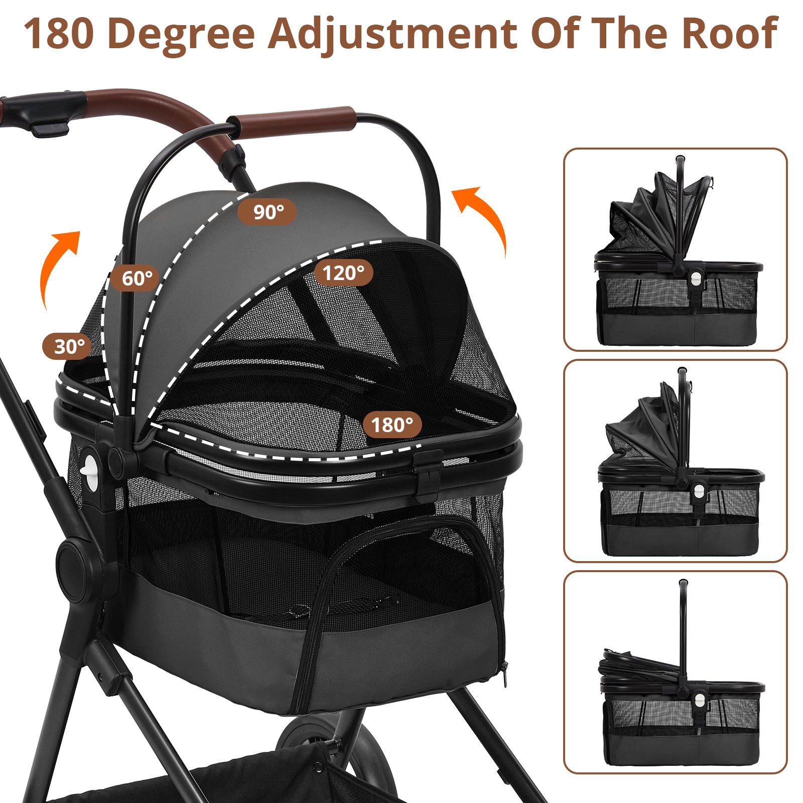Garvee Double Pet Stroller with 2 Detachable Carriers, 4 Wheels Dog Stroller for 2 Dogs or Cats, Puppy Stroller with Storage Basket, 360-Degree Front Wheels and Cup Holder