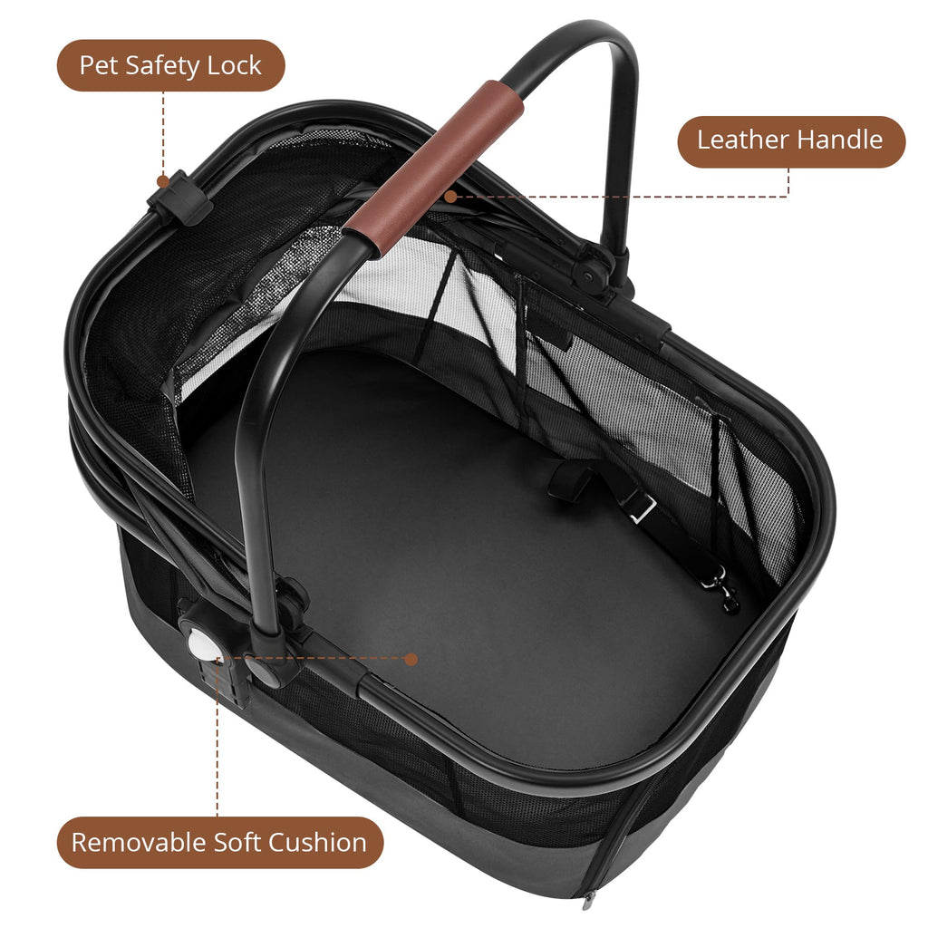 Garvee Double Pet Stroller with 2 Detachable Carriers, 4 Wheels Dog Stroller for 2 Dogs or Cats, Puppy Stroller with Storage Basket, 360-Degree Front Wheels and Cup Holder