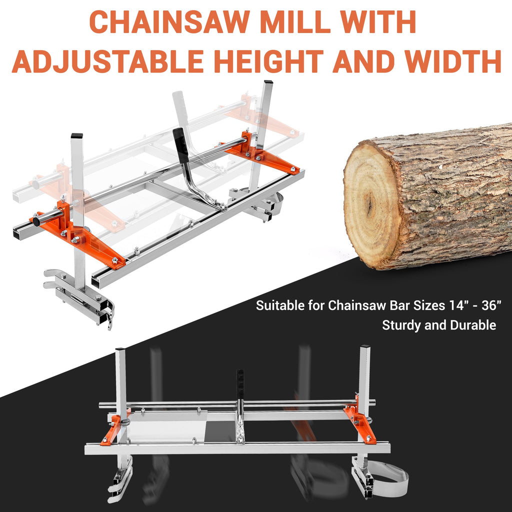 Garvee Rail Mill Guide System, 36 Inch Chain Saw Milling Machine, 9 Ft 4 Crossbar Kits, Aluminum Wood Lumber Cutting Saw Mill for Builders and Woodworkers
