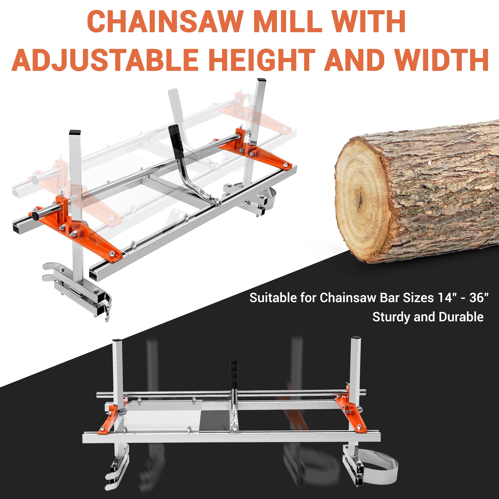 Garvee Rail Mill Guide System, 36 Inch Chain Saw Milling Machine, 9 Ft 4 Crossbar Kits, Aluminum Wood Lumber Cutting Saw Mill for Builders and Woodworkers