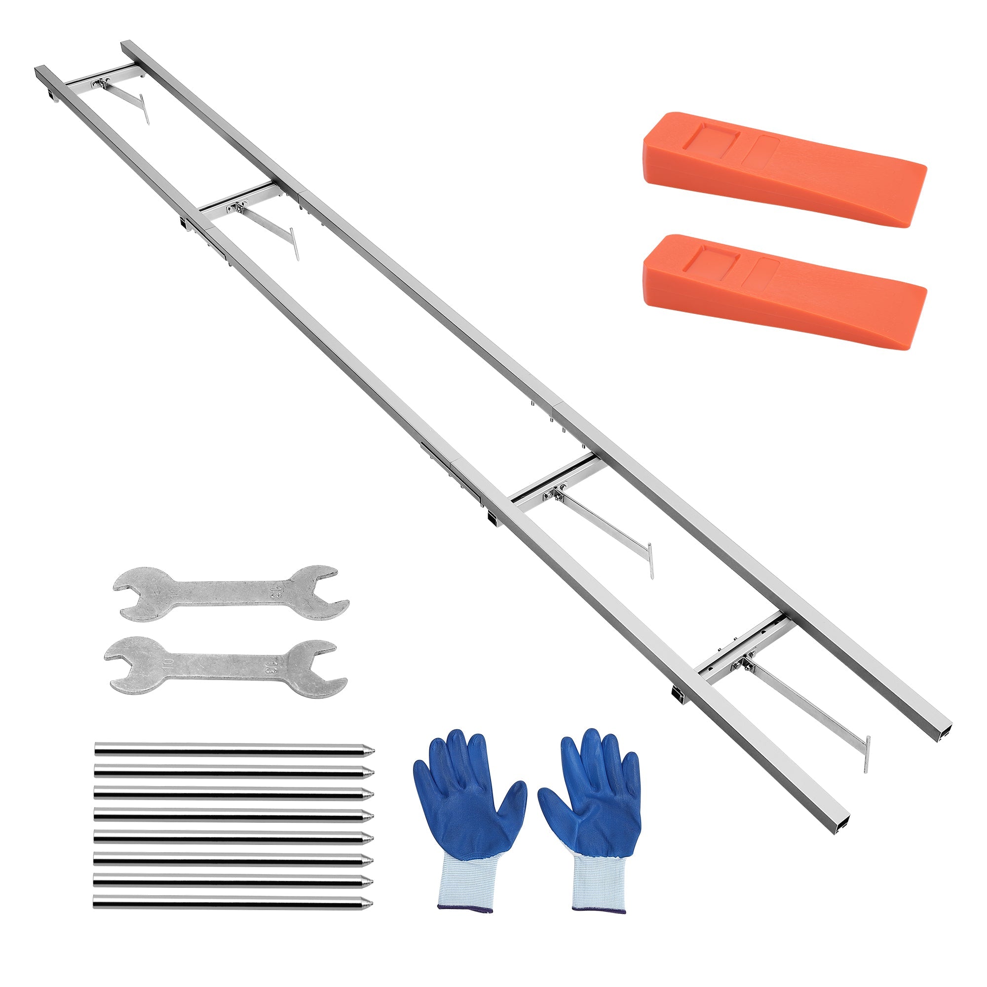 Garvee Rail Mill Guide System with 2 Tree Felling Wedges, 9 Ft Aluminum Adjustable Saw Milling Rails System Work with Chainsaw Mill for Builders and Woodworkers