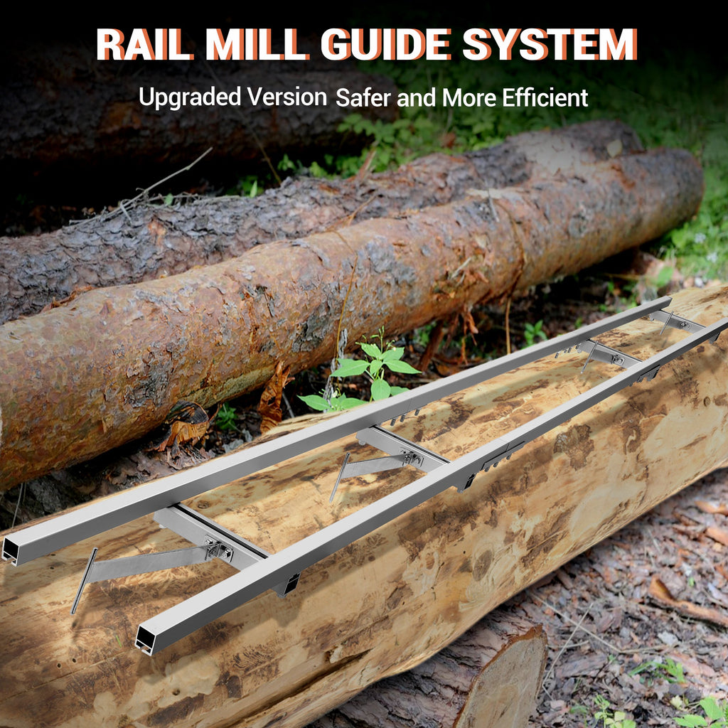 Garvee Rail Mill Guide System with 2 Tree Felling Wedges, 9 Ft Aluminum Adjustable Saw Milling Rails System Work with Chainsaw Mill for Builders and Woodworkers