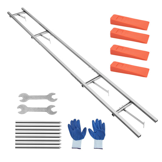 Garvee Rail Mill Guide System with 4 Tree Felling Wedges, 12 Ft Aluminum Adjustable Saw Milling Rails System Work with Chainsaw Mill for Builders and Woodworkers
