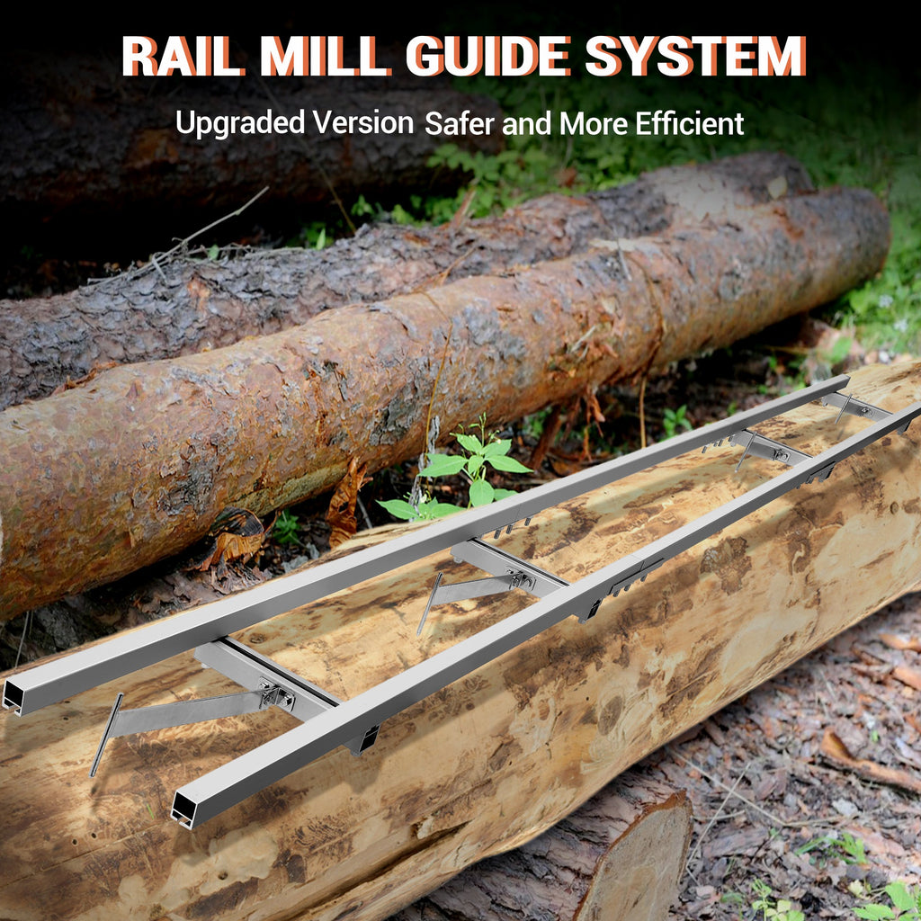 Garvee Rail Mill Guide System with 4 Tree Felling Wedges, 12 Ft Aluminum Adjustable Saw Milling Rails System Work with Chainsaw Mill for Builders and Woodworkers