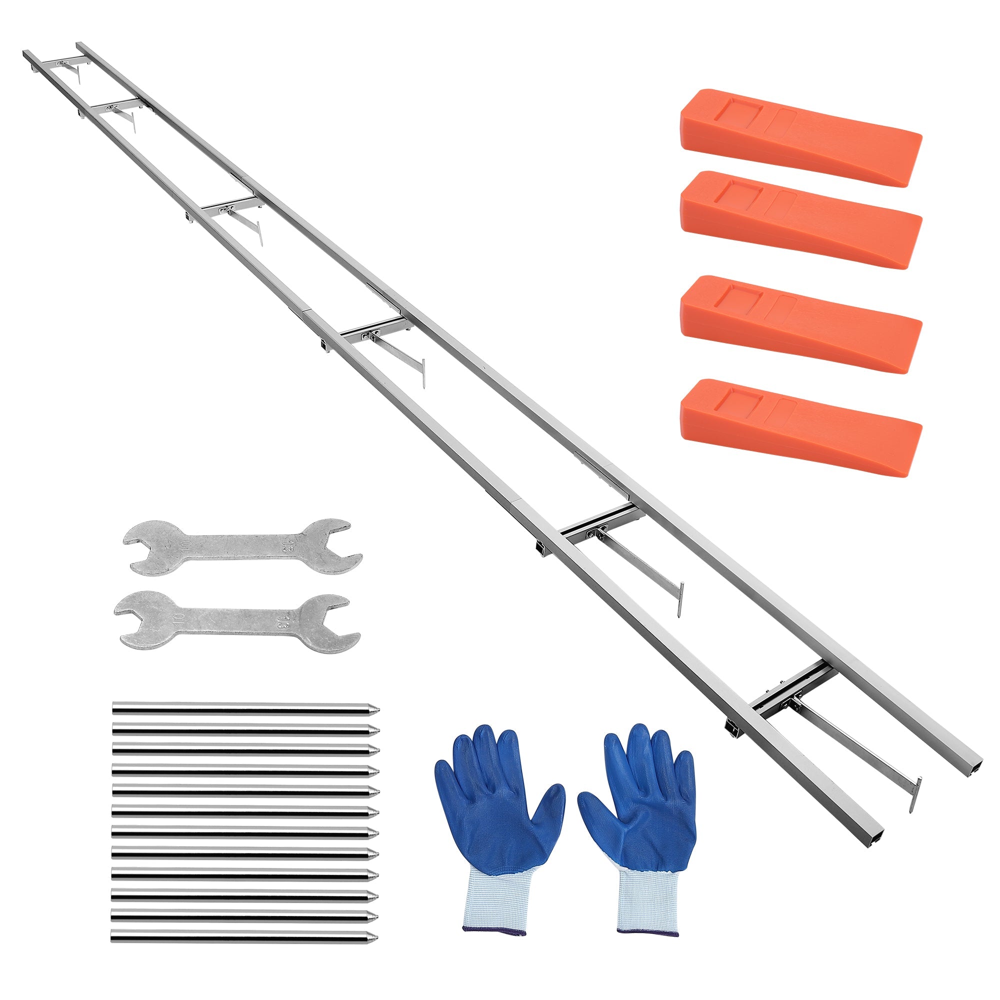 Garvee Rail Mill Guide System with 2 Tree Felling Wedges, 15 Ft Aluminum Adjustable Saw Milling Rails System Work with Chainsaw Mill for Builders and Woodworkers