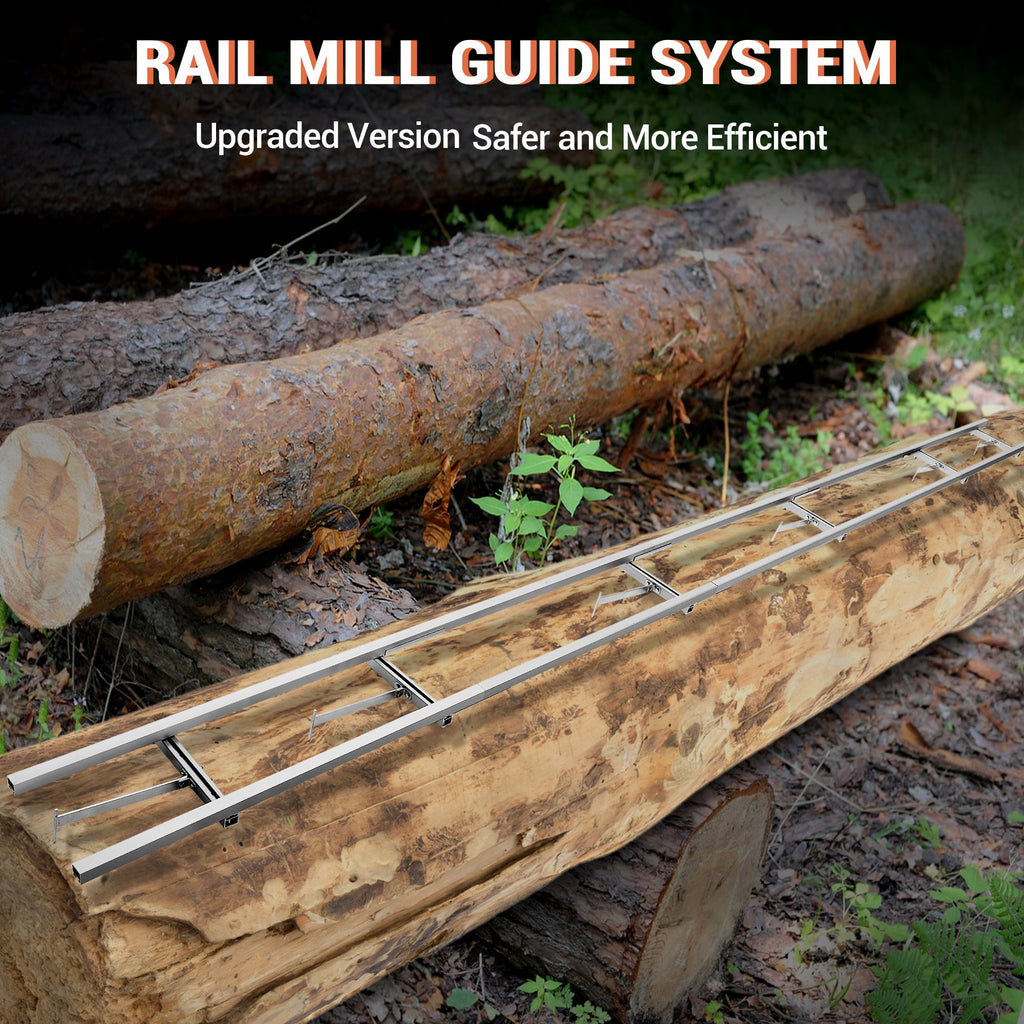 Garvee Rail Mill Guide System with 2 Tree Felling Wedges, 15 Ft Aluminum Adjustable Saw Milling Rails System Work with Chainsaw Mill for Builders and Woodworkers