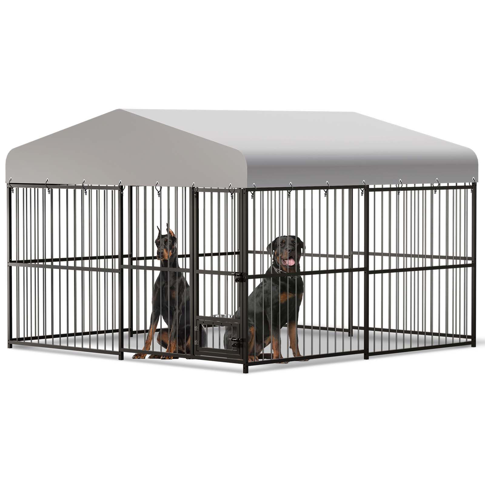 Garvee Large Outdoor Dog Kennel, Heavy Duty Dog Cage with Roof, Dog Kennel Galvanized Iron Dog House with Safety Locks, UV & Water Resistant Proof Cover, for Garden Backyard(10x10x6ft)