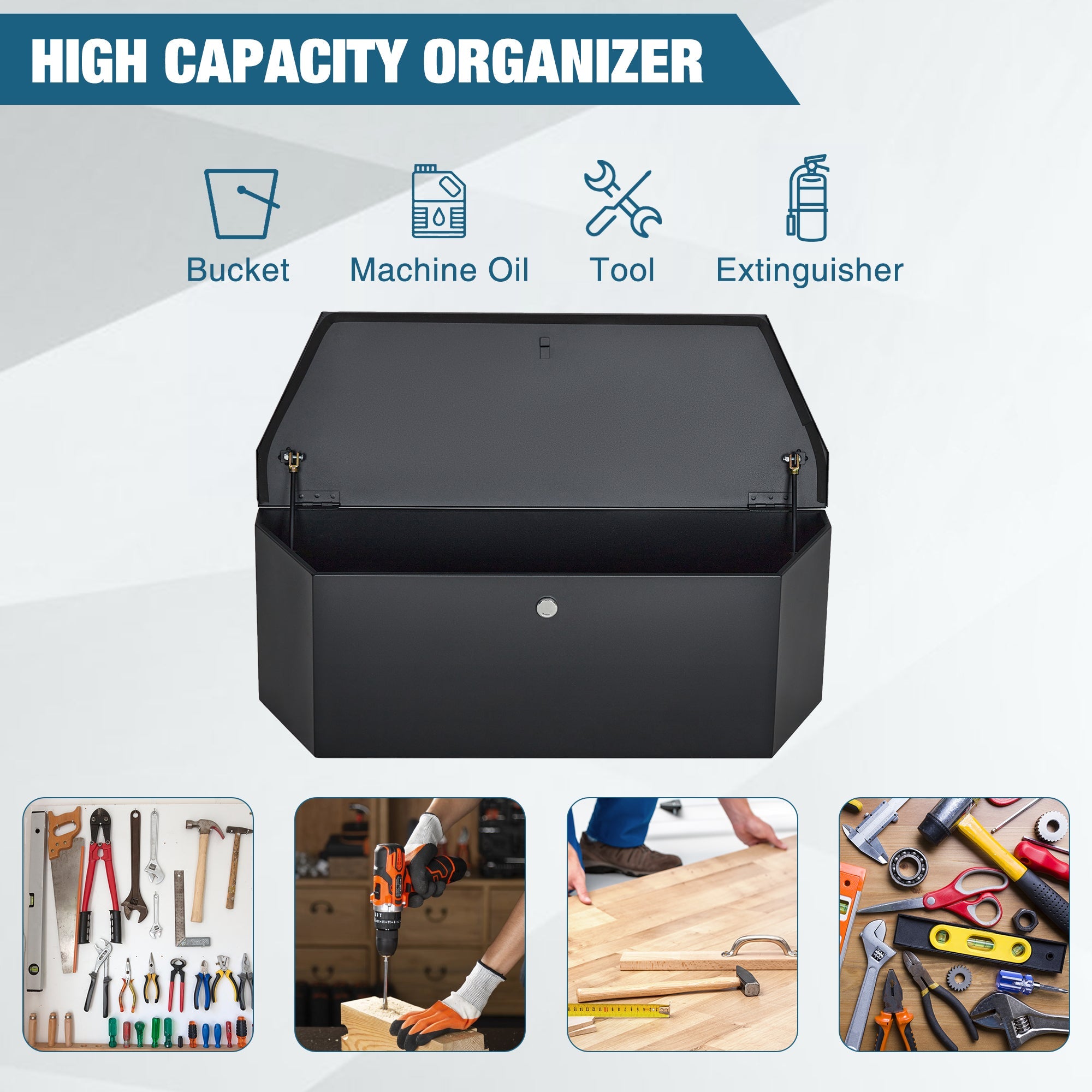 Garvee Trailer Tongue Box, 36"x12"x12" Heavy Duty Metal Tool Storage Box with Lock, Waterproof Utility Truck Bed Tool Box, Ideal for Trucks, Flatbeds, Trailers, RV, Garage