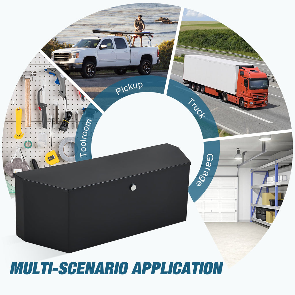 Garvee Trailer Tongue Box, 36"x12"x12" Heavy Duty Metal Tool Storage Box with Lock, Waterproof Utility Truck Bed Tool Box, Ideal for Trucks, Flatbeds, Trailers, RV, Garage