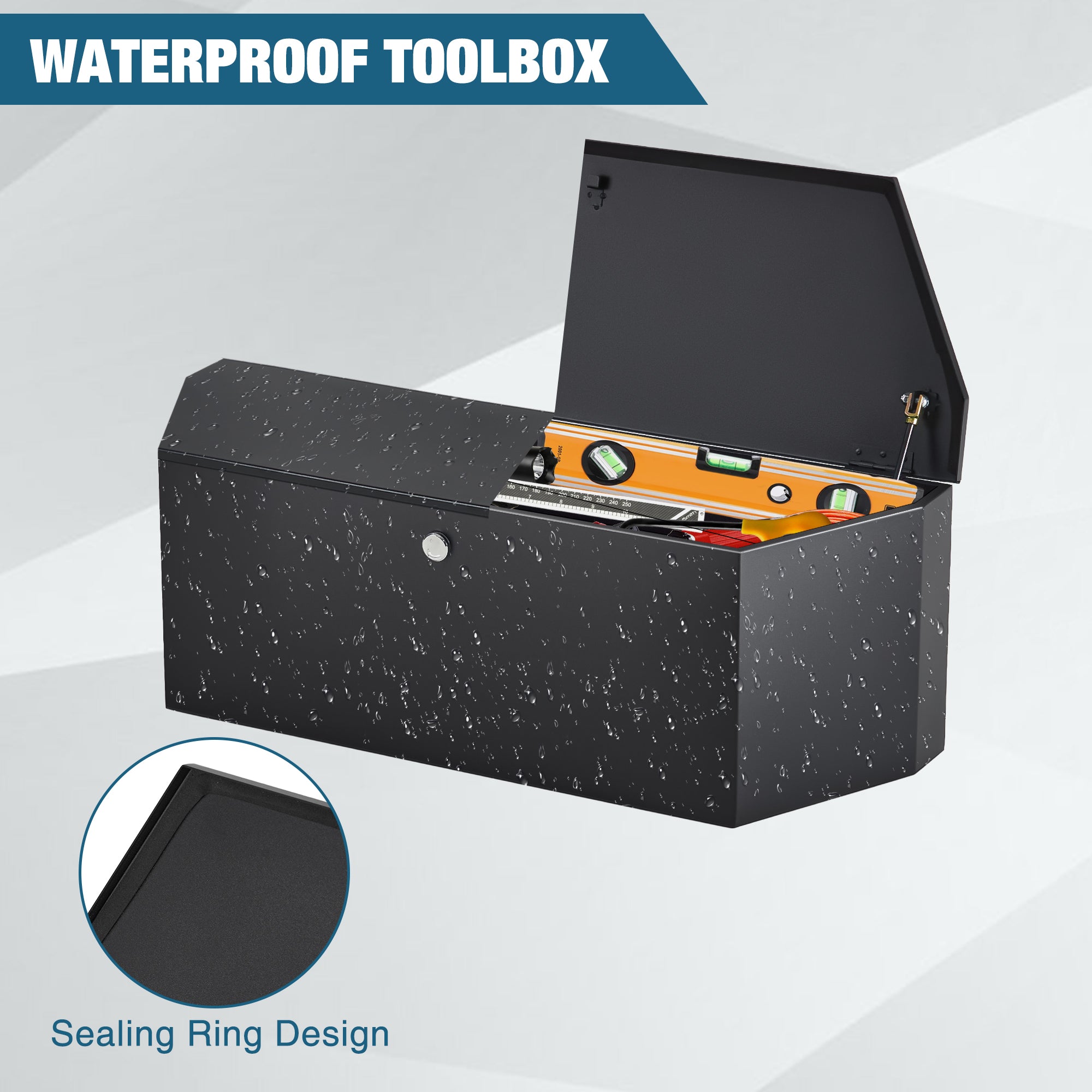Garvee Trailer Tongue Box, 36"x12"x12" Heavy Duty Metal Tool Storage Box with Lock, Waterproof Utility Truck Bed Tool Box, Ideal for Trucks, Flatbeds, Trailers, RV, Garage