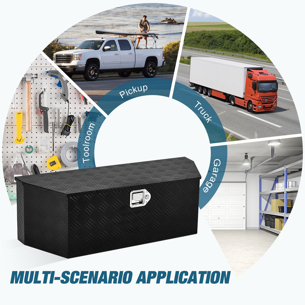 Garvee Aluminum Trailer Tongue Box, 36"x12"x12" Heavy Duty Storage With Lock and Keys, Utility Truck Tool Box Storage Organizer, Tool Chest for Pickup Truck Bed, RV, Garage