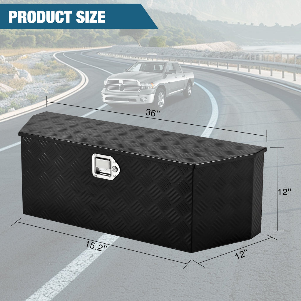 Garvee Aluminum Trailer Tongue Box, 36"x12"x12" Heavy Duty Storage With Lock and Keys, Utility Truck Tool Box Storage Organizer, Tool Chest for Pickup Truck Bed, RV, Garage