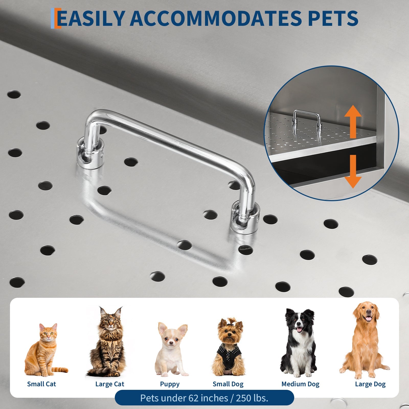Garvee 50" Professional Stainless Steel Dog Washing Station – Dog Bathtub with Ramp, Non-Slip Grate, Right Ramp & Sliding Door for Grooming Salons and Home Use