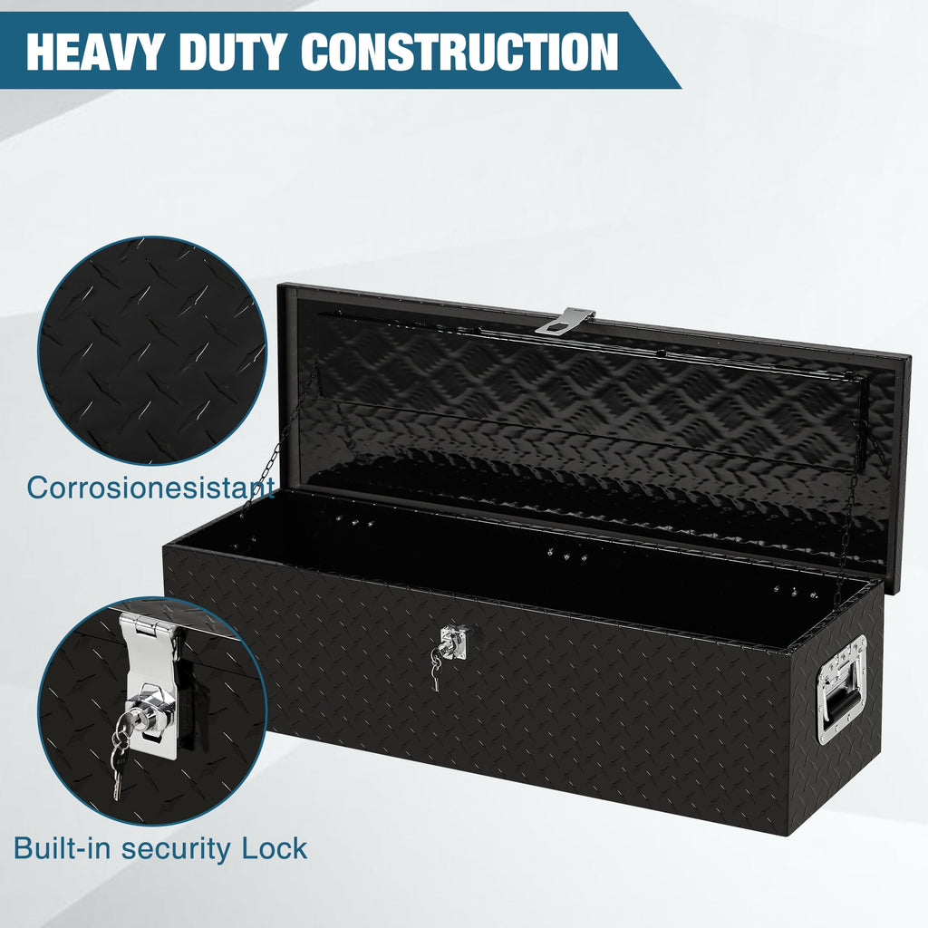 Garvee Aluminum Truck Tool Box – 39" Lockable Under Seat Storage Organizer, Heavy-Duty & Weatherproof Car Toolbox for Pickup, SUV, Van – Rust-Proof Design with Side Handle